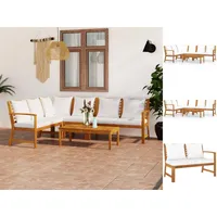 vidaXL Garten-Lounge-Set 5-tlg. braun/weiß 3057773