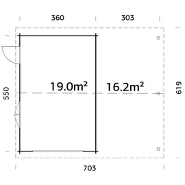 Palmako Garage 706 x 619 cm braun inkl. Seitenwand