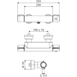 Schell Brausethermostat VITUS MODUS MD-T Anschl. u, ThermoProtect, MW, verchromt