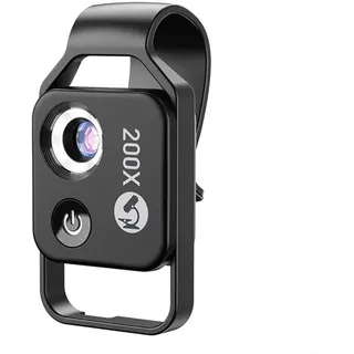 HEIBTENY Handy Mikroskop 200X Mini USB Smartphone Mikroskop Taschengröße Digitales Mikroskop Für Explore Für Kinder, Jugendliche, Studenten, Erwachsene(Schwarz)