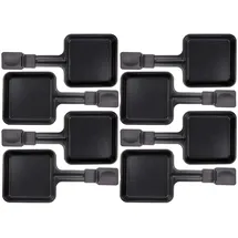 Piebert 8x Raclette Pfännchen 23178 10x10cm, Griff Extra Lang, Universell für Raclettes (Maße siehe Text)