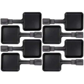 Piebert 8x Raclette Pfännchen 23178 10x10cm, Griff Extra Lang, Universell für Raclettes (Maße siehe Text)