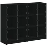 vidaXL Bücherregal mit Türen Schwarz 136x37x109 cm Holzwerkstoff