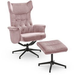 Sessel mit Hocker Wien Stoff Rosa