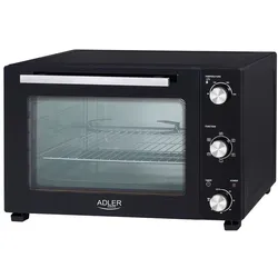 Adler AD 6026 Elektrobackofen 48L Umluft Timer Mini Backofen Drehspieß schwarz