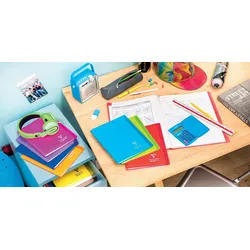 Clairefontaine 10x Koverbook, Heft 24x32 cm, 24 Blatt 90g, französische Lineatur Seyès, Einband aus transparentem Polypropylen - Rosa 984408C