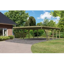 Karibu Classic Doppel 3 Set 5,40 x 7,78 m kdi inkl. 2 Einfahrtsbögen und PVC-Dachplatten
