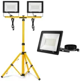 FIVMEN LED Flutlichtstrahler LED Baustrahler Außenstrahler Strahler Fluter mit Stativ gelb