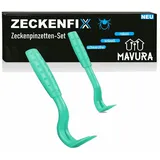 ZECKENFIX Zeckenzange Hunde Katze Zecken Zange Metall Zeckenpinzette, Zeckenhaken Zeckenentferner Greifer Entferner Pinzette Haken [2er Set]