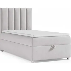 Best For Home Boxspringbett mit Bettkasten Trinity K10-SINGLE 70x200 Bonellfederkern inkl. Topper | Silber | Silber