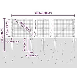 vidaXL Maschendrahtzaun 0,5 x 25 m Grün/Stahl