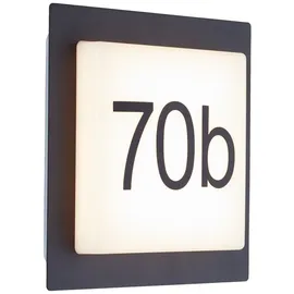 Lightbox LED Außenwandlampe mit 1100 lm & IP44 & 3000 K - inkl. Hausnummer - Outdoor Wandleuchte - 18 x 18 cm - für die Hausfassade - aus Aluminium/Kunststoff - in Weiß/Schwarz