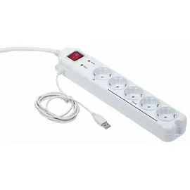 Gembird PCW-MS2G Spannungsschutz Weiß 5 AC-Ausgänge 250 V 1,8 m