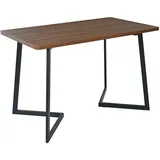 Merax Modern Esstisch Rechteckiger Tisch 117x68cm,Esstisch aus Moderner Marmor-Finish Küchentisch mit Metallbeinen für Esszimmer Wohnzimmer,Schwarz/Walnussfarbe