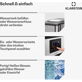 Klarstein Eiswürfelmaschine für Zuhause Camping Gastro, Schnelle Mini Eiswürfelmaschine Klein, Profi Eismaschine für Große Kleine Klare Eiswürfel, Selbstreinigend mit 3l Eiswürfelbehälter, 20kg/24h