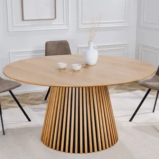 Runder Esstisch VALHALLA WOOD - 120cm - natur - Eiche - Säulenfuß - Holztisch
