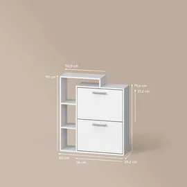 livinity® Schuhkipper 245 x 90 x 80 cm 6 Fächer / weiß