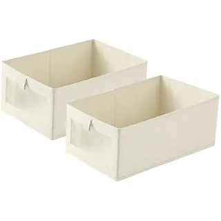 Vbvbip Baumwoll-Leinen-Schubladen-Organizer-Behälter 2er-Set ohne Deckel Kleideraufbewahrungsschubladen, Stoff Faltbare stapelbare Organizer für Schrank Schlafzimmer Schlafsaal Unterbettaufbewahrung