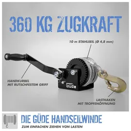 Güde Seilwinde Stahl 10 m schwarz