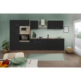 Respekta Küchenzeile 330 cm Schwarz-Eiche