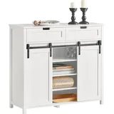 SoBuy Küchenschrank Sideboard mit Schiebetür Buffet Kommode Weiß Fsb74-w