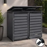 2er-Mülltonnenverkleidung HWC-Q75, Mülltonnenbox Mülltonnenhaus, Deckel Fußpedal Metall 116x132x89cm 53kg anthrazit - Grau