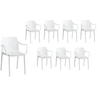 LC Garden »Vina« 8er Set Gartenstühle weiß Stapelstühle Bistrostühle