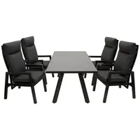 DEGAMO Garnitur MANCIANO 5-teilig, Aluminium dunkelgrau, mit Polstern grau, Tisch dunkelgrau