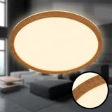 Briloner Tava Wood LED Deckenlampe mit indirektem Licht, flach, warmweißes Licht, Lampe, Deckenleuchte, Wohnzimmerlampe, LED Panel, Küchenlampe, Schlafzimmerlampe, 29x3 cm, Holzrahmen