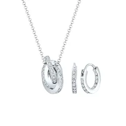 Elli PREMIUM Geo Kreis Knoten Kristalle 925 Silber Schmuck-Set   Damen 