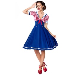 Metamorph Kostüm Vintage Swing-Kleid Sailor, Retro-Kleid im 50er Jahre Pinup-Matrosen-Look blau XS