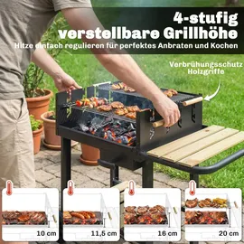 Outsunny Holzkohlegrill Grillwagen schwarz
