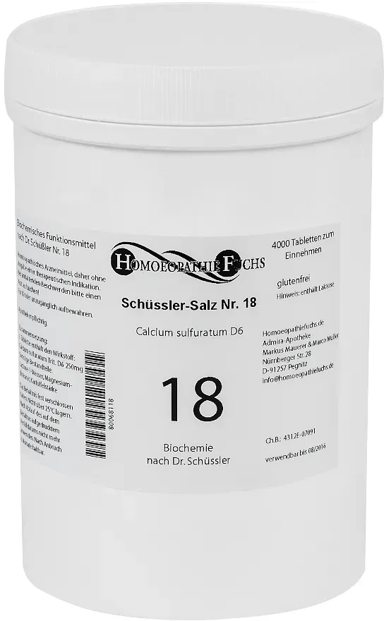 HOMOEOPATHIEFUCHS Schüssler-Salz Nummer 18 Calcium sulfuratum D6 Biochemie