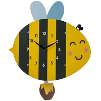 Bada Bing dekorative Wanduhr für Kinder Biene Motiv Tier beweglicher Honigtopf 3D Optik ca. 32,5 x 27 cm aus Holz Kinderzimmer Pendeluhr Geschenk Junge Mädchen Einschulung Einzug Kita 86