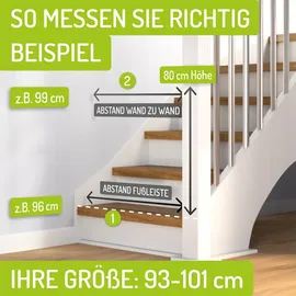 Bomi Türschutzgitter Merle 63-251 cm in Weiß | Ohne Bohren | Schließt automatisch | Kinderschutzgitter Treppengitter | Weiß