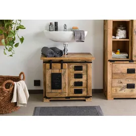 MASSIVMOEBEL24.DE Waschbeckenunterschrank Mango 70x40x60 natur lackiert RAILWAY 182