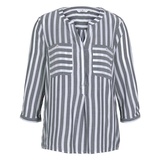 TOM TAILOR Damen Bluse STRIPED Regular Fit Offweiß Blau Vertical Stripe, 34