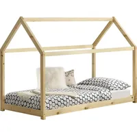 [en.casa] Kinderbett Netstal 70x140 cm Holz Natur Bettenhaus für Kinder Hausbett Kinderzimmer Bett Kiefernholz Holzfarben [en.casa]