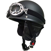 Halbschalenhelm mit ECE, Jethelm Retro, Chopper Helm, Scooter-Helm, Fahrradhelm, mit Schutzbrille und Schnellverschlussschnallen für Damen Herren Erwachsene (Color : B, Size : L(59~60cm))