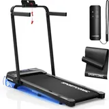 Sportconic Elektisches Laufband bis 12 km/h, Klappbares Walking Pad für Zuhause & Büro, mit 9 % Steigung, LED-Display, Tablet-Halter, Schutzmatte