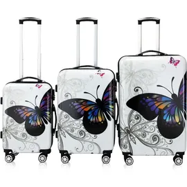 DEUBA Butterfly Koffer-Set 3-tlg. weiß/mehrfarbig