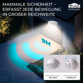 Maxkomfort GmbH Außenwandleuchte Kunststoff 15 W 1600 lm inkl. Bewegungsmelder weiß
