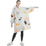 Lanqinglv Kuscheldecke mit Ärmeln,Sherpa Decke Hoodie Sweatshirt Oversized,Einheitsgröße Kapuzenpullover für Damen Herren,Flauschige Flanell Fleece TV-Decke mit Ärmel,Tragbar Ganzkörperdecke