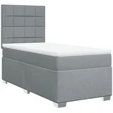 vidaXL Boxspringbett mit Matratze Hellgrau 100x200 cm Stoff