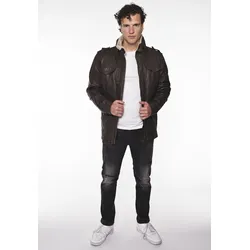Lederjacke MUSTANG "Reineke", Herren, Gr. L, braun, Obermaterial: 100% Leder, Lamm / Futter: 100% Baumwolle / Fütterung: 100% Polyester / Kragen: 100% Polyester / Ärmelfutter: 100% Polyester, ohne Bündchen, Jacken