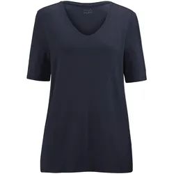 Shirt gerundetem V-Ausschnitt Anna Aura blau, 42