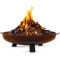 BonFeu BonBowl Plus Feuerschale 80 cm - Feuerschalen für den Garten - Feuerstelle Outdoor - Feuerschale mit Opt. Grillrost aus hochwertigem Cortenstahl - Feuerkorb für den Garten - 80x80x23.5cm