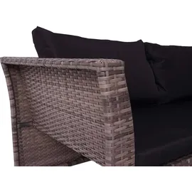 Mendler Poly-Rattan Garnitur HWC-J36, Balkon-/Garten-/Lounge-Set Sitzgruppe Sofa grau, Kissen schwarz