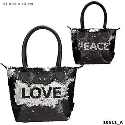 DEPESCHE 10611 Trend LOVE Handtasche Streichpaillette schwarz Love & Peace