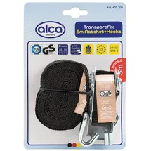Alca Spanngurt 1 x 5 m mit Ratsche und 2 Haken 122,5 daN Schwarz